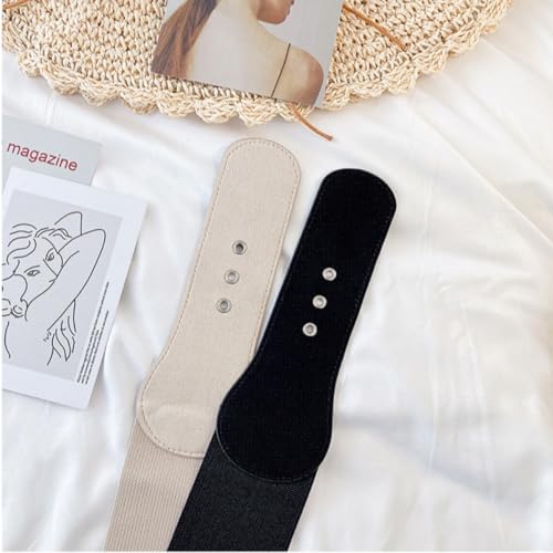 Fashion Wide Stretchy Cinch Belt for Women Retro Vintage Chunky Buckle Elastic Belts for Dress4