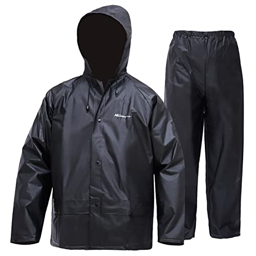 Rain Suit for Men Women, Ultra-Lite Waterproof Rain Coat (Jacket + Trousers) Sets Windproof Hooded Rain Gear Work wear