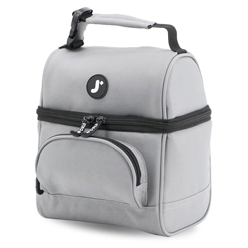 Image of J World Corey Kids Lunch Bag. Insulated Lunch-Box for Boys Girls, Grey