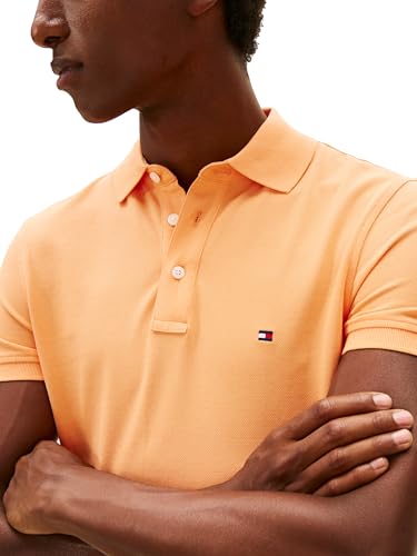 Image of Tommy Hilfiger Men's Short Sleeve Polo Shirts in Slim Fit with Stretch and Organic Pique Cotton