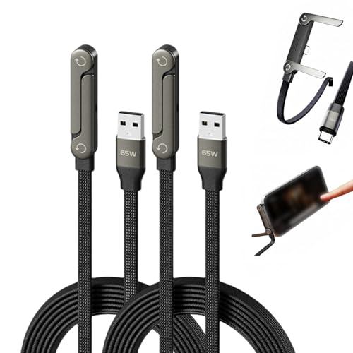 Image of 2-in-1 Invisible Holder Charger Cable - 240W Fast Charging Cord with Built-in Phone Stand, Multi Charger Cord with TypeC Multi-Angle Adjustable Stand, for Smartphones (USB A-Type C, 2pcs)