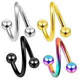 4pc Lot 16g Twisted Barbell Daith Earrings Twister Cartilage Tragus Helix Piercing Jewelry 8mm 5/16