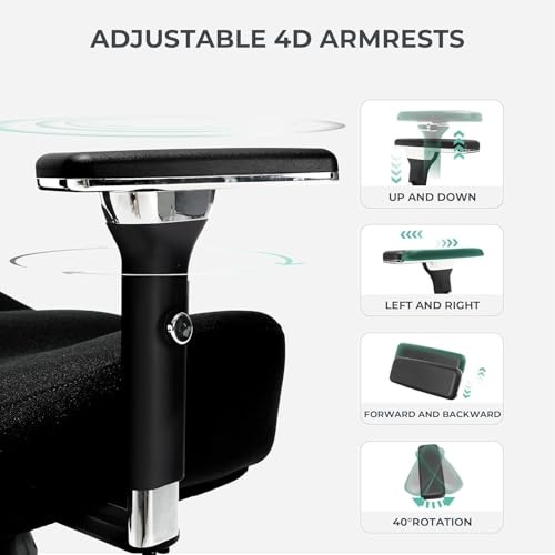 Big and Tall Office Chair 500lbs, Ergonomic Oversize Mesh Desk Chair, Heavy Duty High Back Computer Chair with Wide Thick Seat Cushion, Adjustable Lumbar Support, 4D Armrests image 1