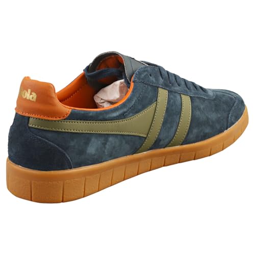 Image of Gola Men's Hurricane Suede Navy /Khaki /Moody Orange /Gum 9 Medium