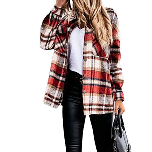 Koitniecer Camicia da Donna a Quadri con Bottoni