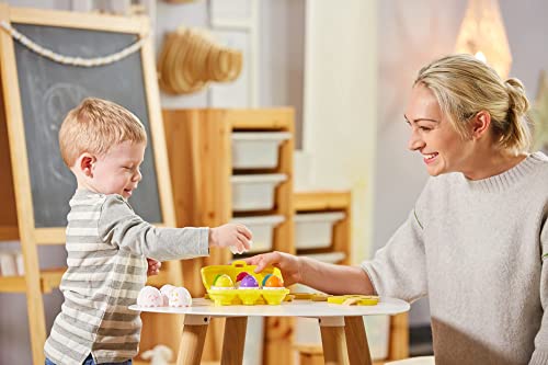 Versteck- und Quieck Eier, das inklusive praktischer Box, 6 lustigen Eierschalen und quiekenden mehrfarbigen Küken. Das ideale Geschenk für kleine Entdecker ab 6 Monaten