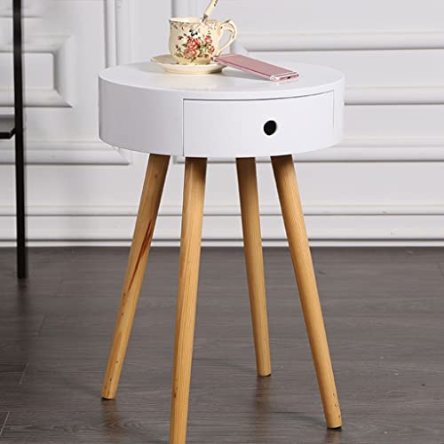 Petite table basse ronde blanche 38 cm et meuble d'appoint - 6