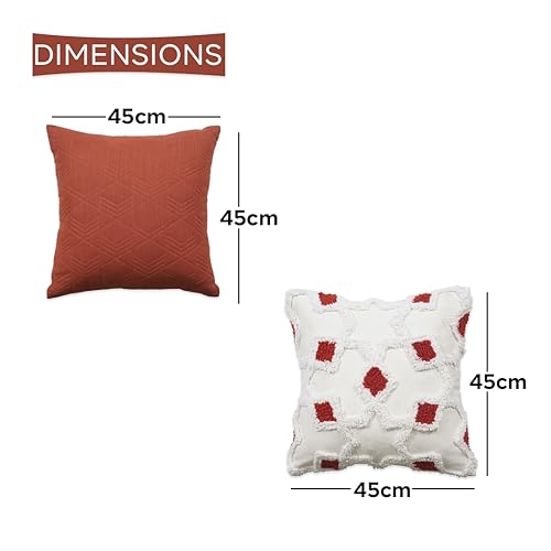 Image of ODE & CLEO Quilting Embroidery at Front Panel Cushion Covers with Zip Closure 18 inch x 18 inch (Pack of 3)