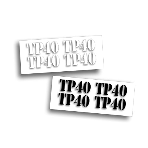 Restoration Decal -TP40 - STENCIL Type Font, Tire Air Pressure 40 Pounds For Use By Your Tires Wheels Or Wheelwells, Military Jeep Or Truck - 4 Sets In White 1 Inch Tall