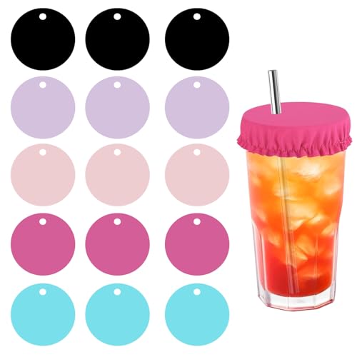 FunnAura 15 Pcs Drink Covers Anti Spike Reusableand Washable Cup Covers with Straw for Drinks Alcohol Girls Women Bars Clubs and Parties