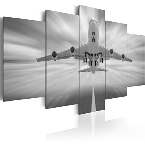 murando Cuadro Acústico Avion 100x50 cm espuma acústica absorbe el sonido aislamiento lienzo de 5 piezas Impresión Artística Decoración de Pared Imagen Gráfica 030103-1
