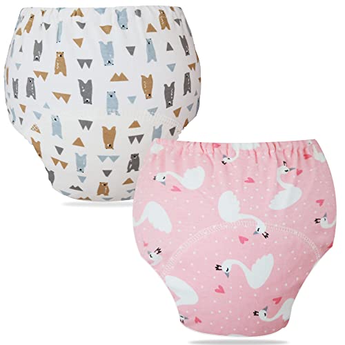 Image of Bembika Baby Training Pant Soft Cotton Reusable Potty Training Pants For Kids Leak-Resistant, Padded Underwear For Babies To Support Diaper Free Transition (M Size For 12-18 Months Pack Of 2)