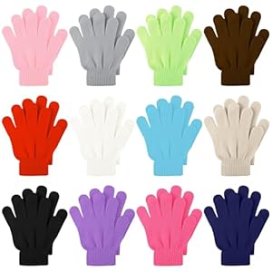 Cooraby – 12 pares de guantes de invierno para niños, elásticos y cálidos, para niños o niñas