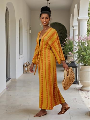 Image of Women's Kimono Cover Up Long Beach Dress Swimsuit Cover Ups Colorful Cardigan Lightweight Robe for Swimwear