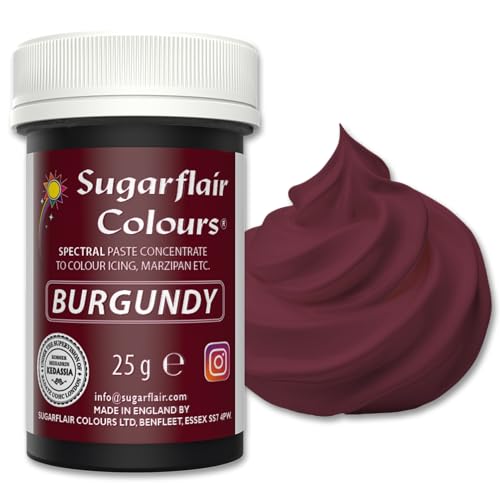 Sugarflair Food Colouring Paste Burgundy, Concentrated Spectral Food Colouring for Buttercream, Sugar Paste, Royal Icing, Cake Mixes, Macarons and More! - 25g