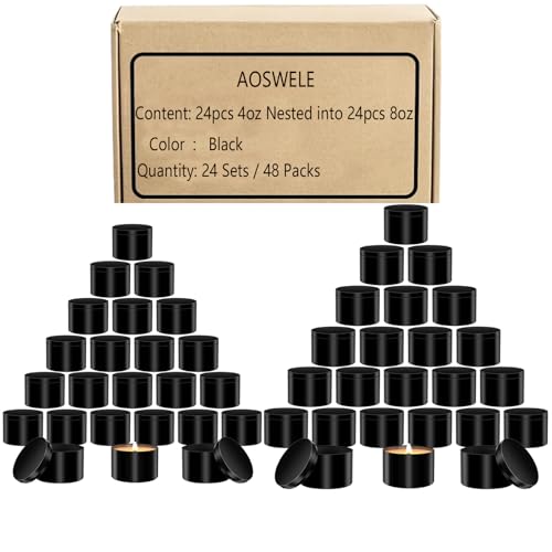 AOSWELE 48 PCS Candle Jars Bulk, 24 PCS 4 OZ