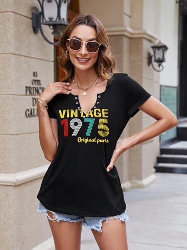 50th Birthday Gifts for Women Vintage 1975 T Shirts for Women Retro Birthday Party Top Casual Short Sleeve Tee Tops2
