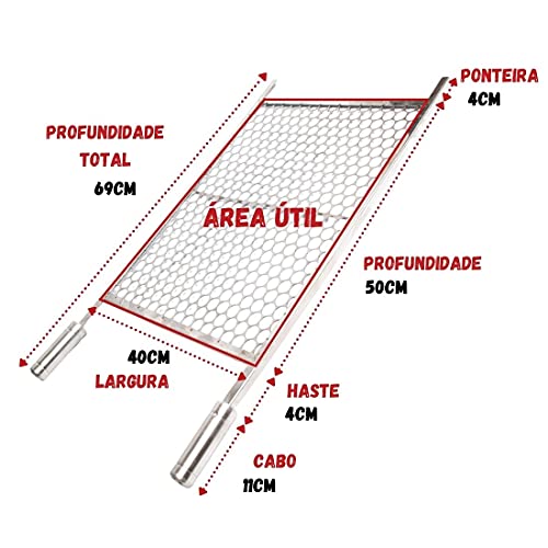 Grelha Moeda Inox Chapa Grossa 50x40 + Espalhador Brasa Inox