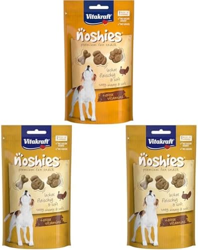 Vitakraft - Noshies, Dog Snacks, Turkey Meat Figurines - 90g (Pac...