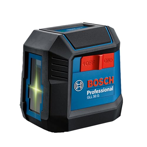 Image of Bosch Professional GLL 50 G Line Laser - Green Laser Technology, 15m, Compact Design & IP55 Protection, Tripod Thread, 1 /4 inch, 2 x 1.5 V LR6 (AA), 3.7V Li-ion Battery, 1 Year Warranty