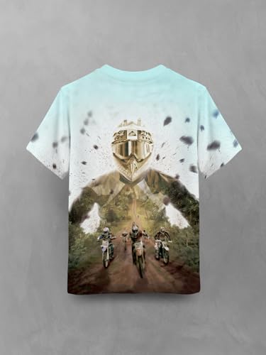 Image of HELLCAT Trendy Front & Back Graphic Printed Cotton Blend Half Sleeve Premium Round Neck Tshirt for Boys - Pack of 2