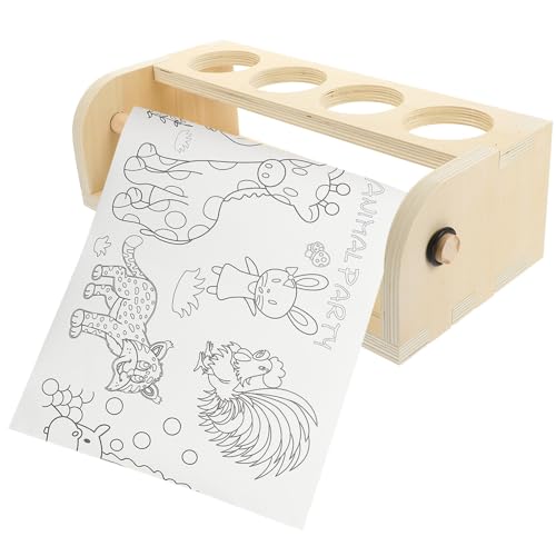 Soporte de madera para rollo de papel ideal para escritorios infantiles 6