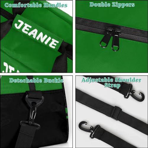 Personalize Cheer Bags for Girls Kids Cheerleaders with Custom Name Dancing Sport Gym Perform Training Duffel Bags for Overnight Weekender Travel Green Black 14