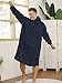 ililmmoe Sherpa Wearable Blanket Oversized Hoodie Sweatshirt TV Blanket with Long Sleeves and Pocket-Navy