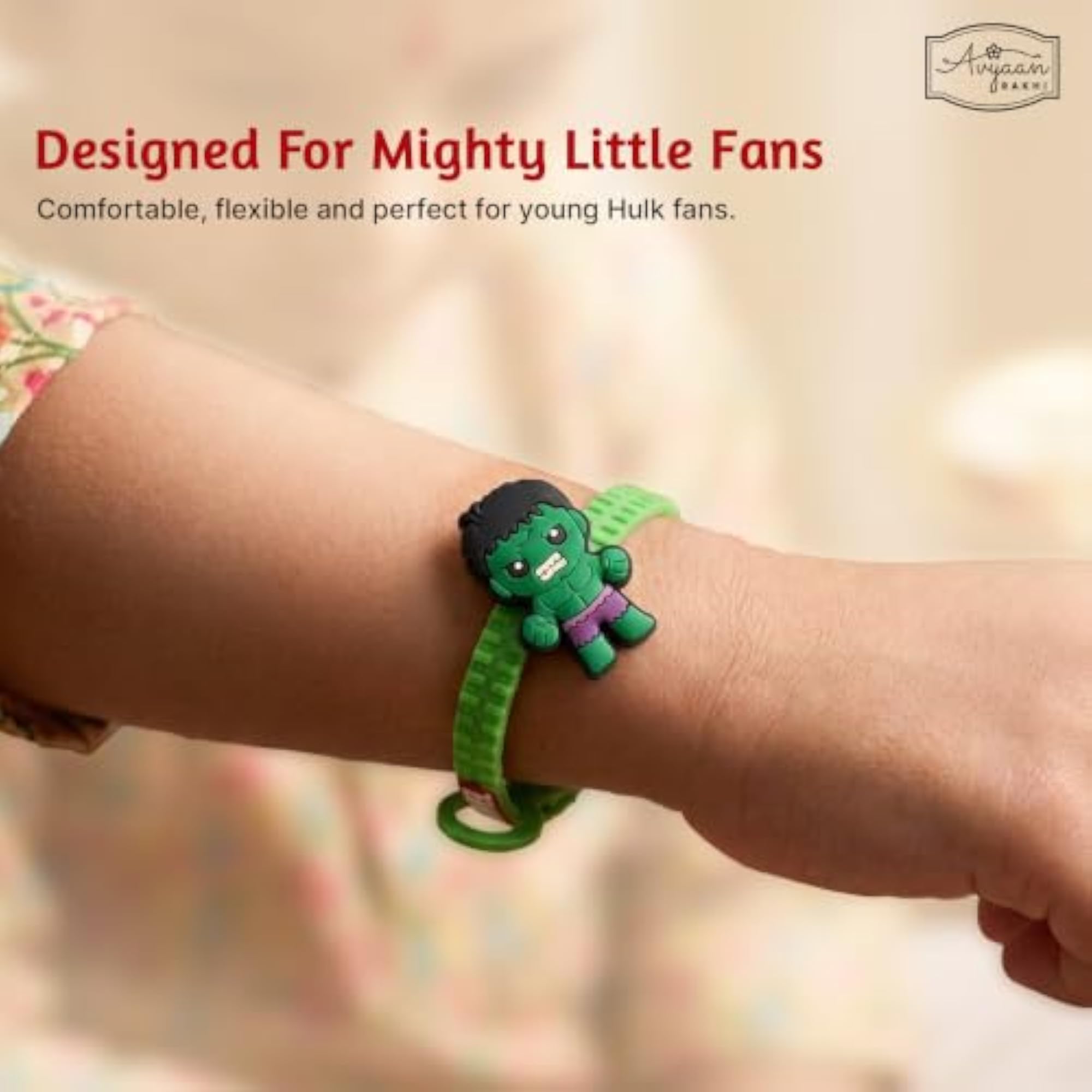 Avyaan Hulk Rakhi for Brother, Superhero Design
