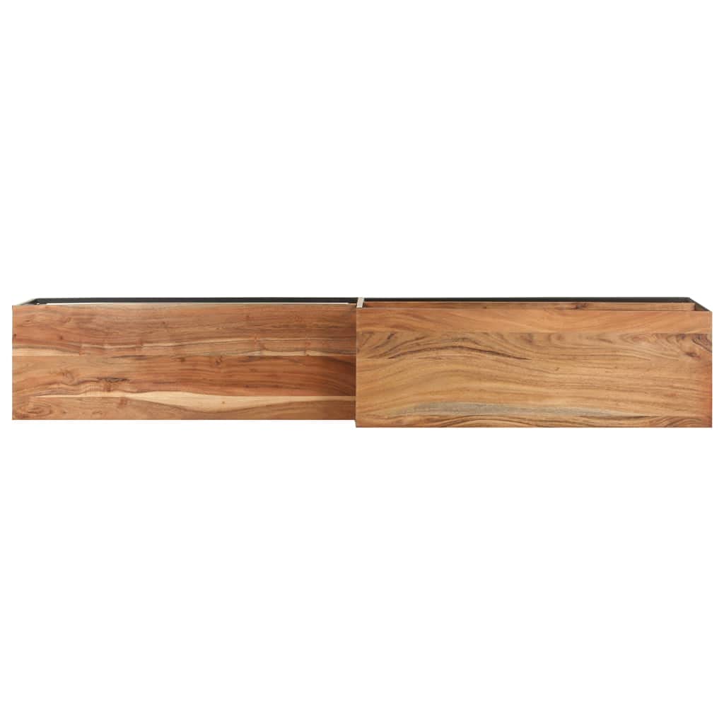 Mobile TV in legno di acacia massiccio, stile industriale, telaio in acciaio, tre ripiani, 180x30x50 cm