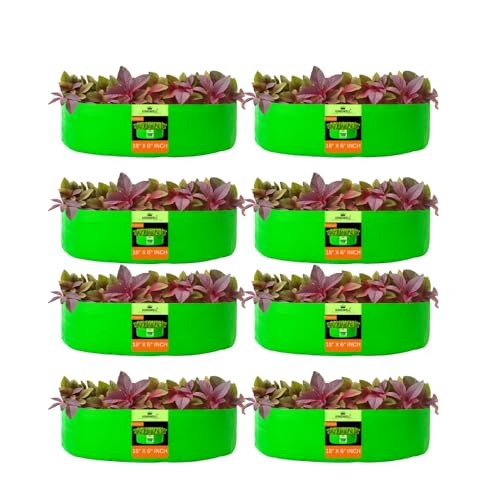Image of Kingwell grow bags 18x6 inches pack of 8 Grow Bag For Terrace Garden Leafy Vegetable Plant Grow Bags Fruits Growing Containers For terrace Gardening