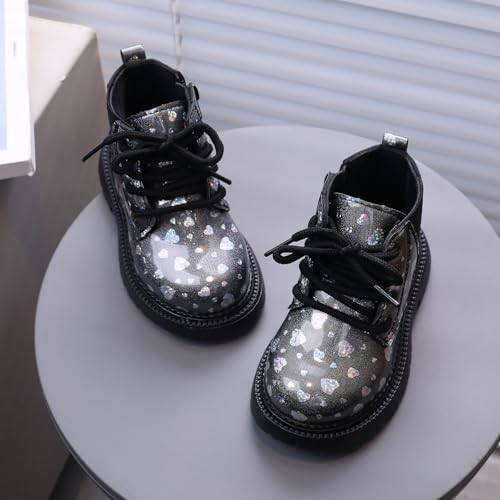 IWIHMIV Toddler Ankle Boots Toddler Girl Winter Shoes Girls Ankle Booties Kid's Girls Leather Lace-Up Zipper Riding Winter Boots3