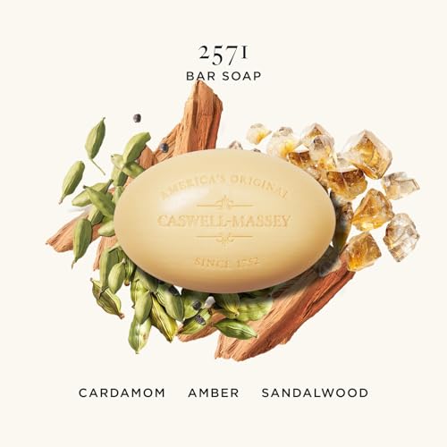 Image of Caswell-Massey 2571 Natural Bar Soap for Men, Moisturizing Body Soap Bar for All Skin Types, Made with Essential Oils & Plant-Based Formula for Soft Skin, Made in USA, 5.8 oz