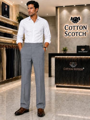 Cotton Scotch Men's Gray Formal Trouser Steel Grey - Image 3