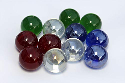Preisvergleich Produktbild mabro-5625 ; 12x große Murmeln; rot, grün, blau, klar