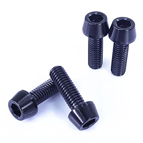M5×15 P0.8 チタンボルト 4本セット 5mm 15mm ピッチ0.8 ブラック テーパー ボルト バイク 車 自転車 自動車 ロードバイク 軽量化 マウンテンバイク ネジ 競技車 レース 64チタン スクリーン カウル ウェルナット