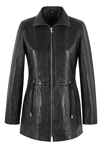 Veste en cuir pour femme en agneau véritable coupe cintrée élégante