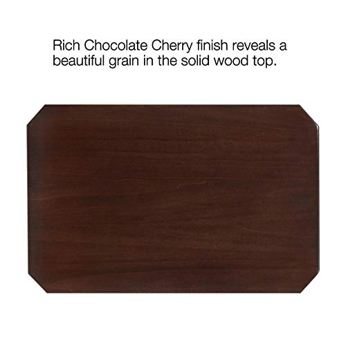 Image of Leick Home Boa End Table, Solid Wood, Narrow, Bottom Display Shelf, Easy-Assembly, For Living Room /Bedroom, Chocolate Oak, 24.0 in. L x 14.0 in W x 24.0 in. H, 10305