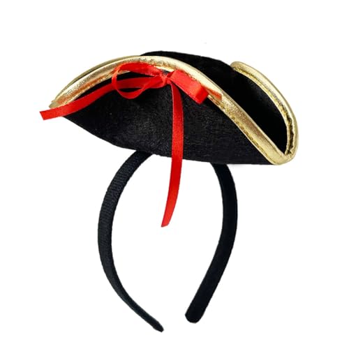 Firuilo Halloween Headband Caribbean Pirate Tricorn Hat Headbands Mini Top Hat Hairbands Halloween Costume Hair Accessories for Women