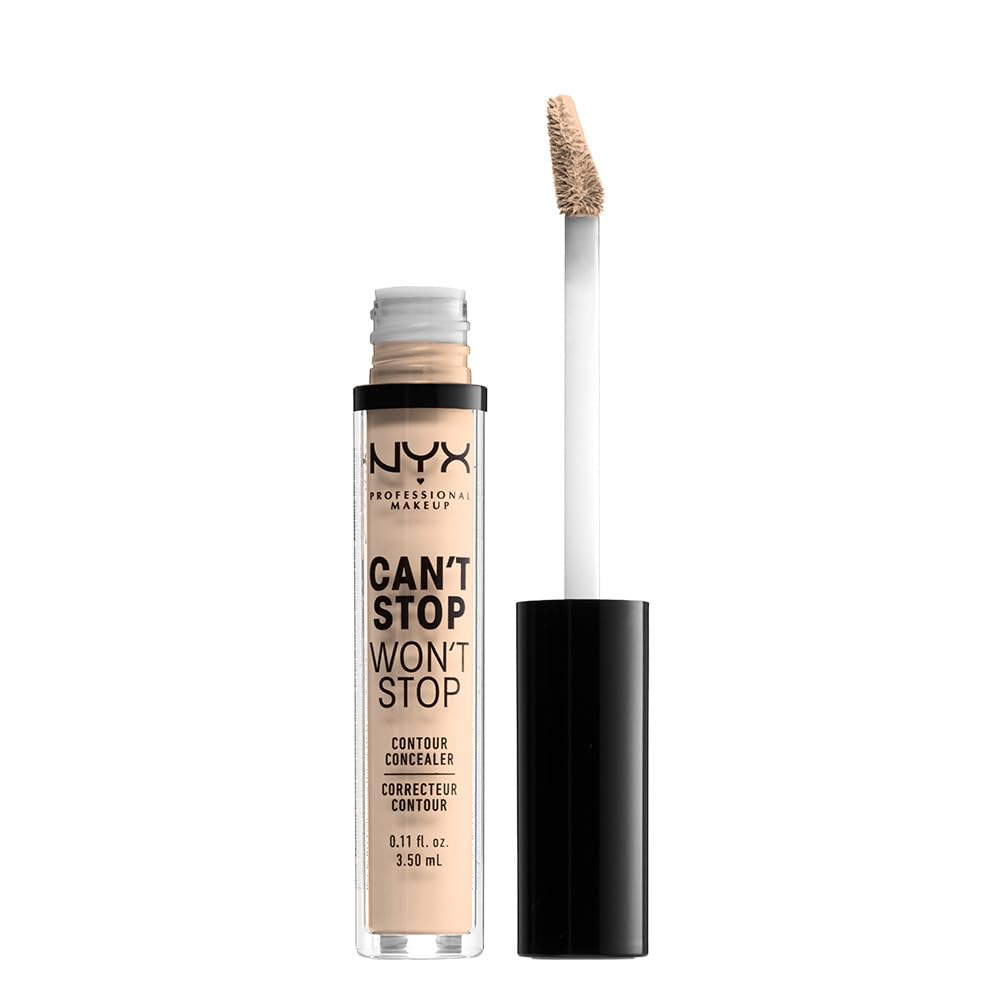 NYX Professional Makeup Can't Stop Won't Stop Contour Concealer korektor do konturowania twarzy w płynie, wodoodporny, kryje niedoskonałości, 04 Light Ivory, 3,5 ml