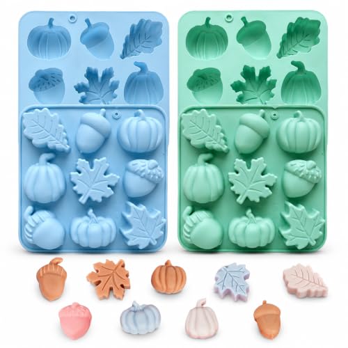 4 Pcs Autumn Silicone Molds Pumpkin Acorn Maple Leaf Fondant Baking Tray