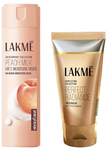 Image of Lakme Peach Milk & Lakme Perfect Radiance Intense Brightening Face Wash 50 g Combo