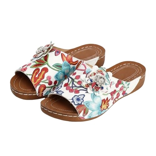Chaussures d'été légères de type pantoufles compensées à motif pour femme