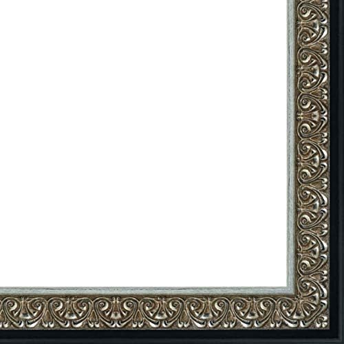 CountryArtHouse Picture Frame Moulding (Wood) 100ft bundle - Ornate Silver Finish - 1.75" width - 3/8" rabbet depth
