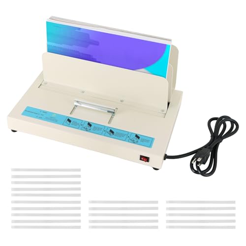 AMGSH 110V Thermal Binding Machine 1-50mm Binding Thickness A4 Maximum Binding Length 500 Sheets Capacity with 20pcs 1/2 (12mm) Glue Strips with mesh Backing for Thermal Book Binder