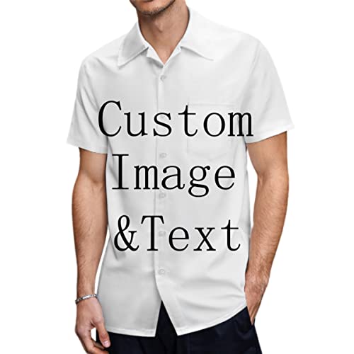 Design Shirt Custom Personalized Button Down Shirts Add Your Own Image Photo Text on Front & Back & Long Sleeves