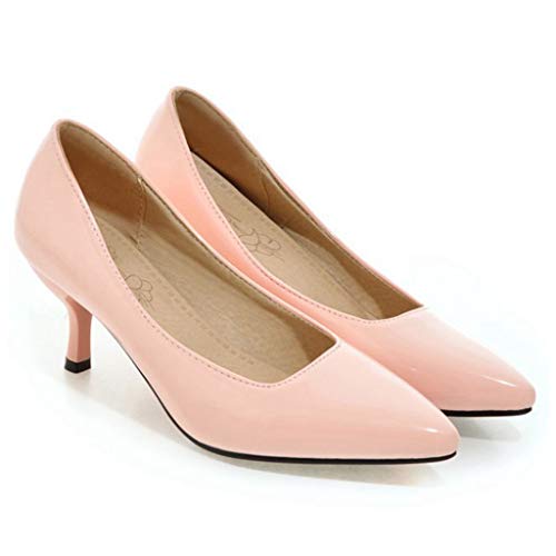 MIOKE Women's Pointed Toe Comfort Low Kitten Heels Pumps Fashion Sweet Bowknot Slip On Party Dress Shoes2