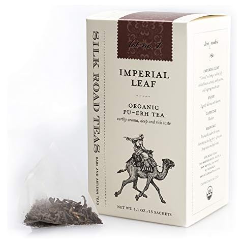 Silk Road Teas, Imperial Leaf Tea, Organic Puerh Tea, Earthy Aroma, Deep & Rich Taste, Fair Trade, 15 Non-GMO Biodegradable Silk Tea Bags Cover