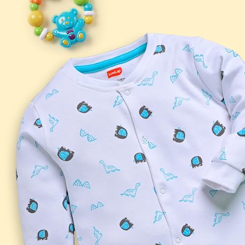 Image of LuvLap Baby Boys and Girls 100% Cotton Full Sleeve Romper /Bodysuit Pack of 3