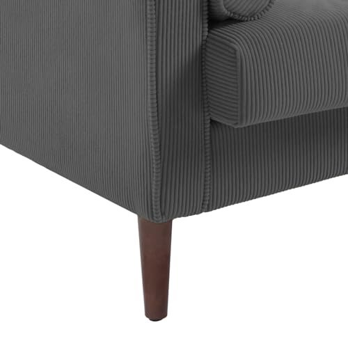 Image of Accent Chairs Set of 2, Corduroy Fabric Upholstered Armchair for Living Room, Comfy Arm Chair Single Sofa Bedroom Reading Seat with Solid Wood Legs - Grey